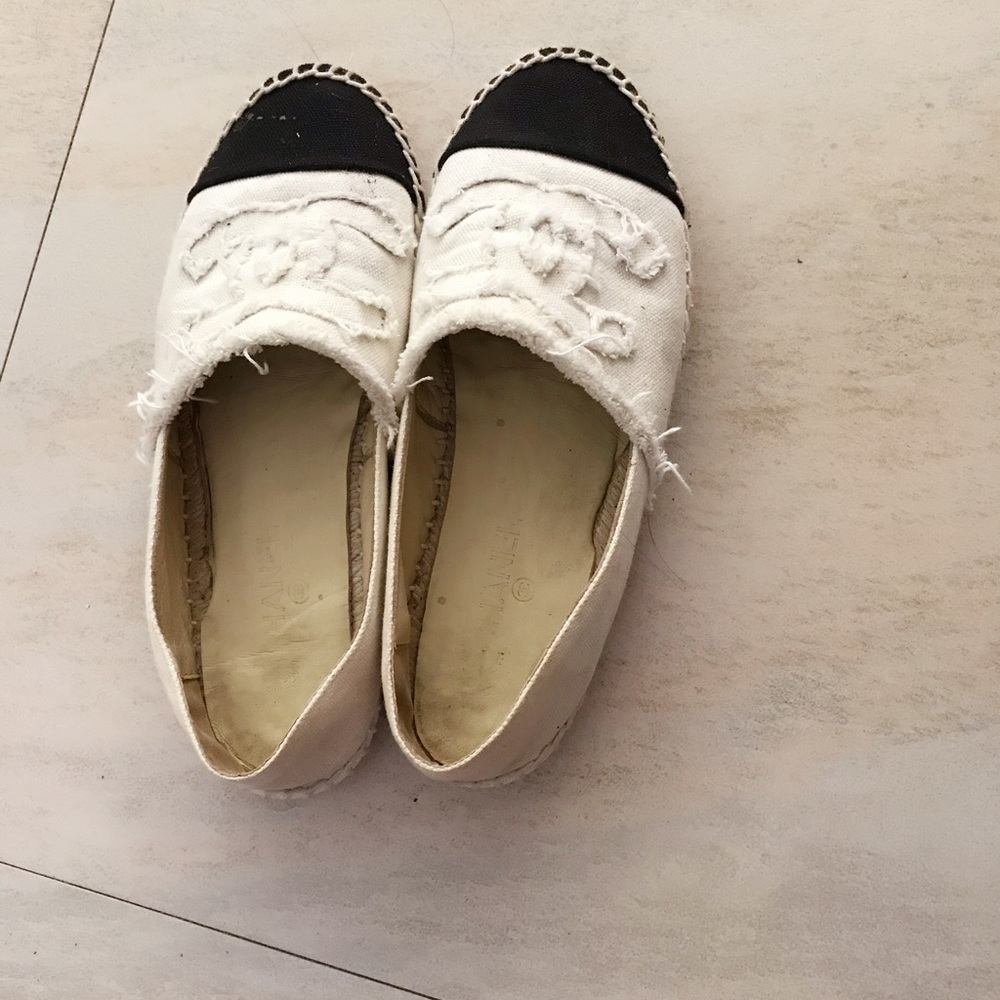 CHANEL CC Espadrilles black white size 39